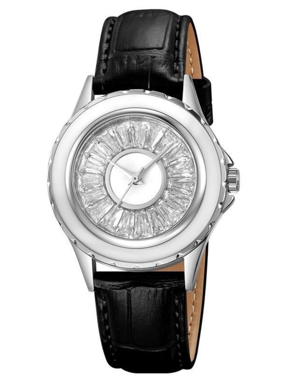 Invicta Silver Celestial Lady 37.3mm Crystal Face and Genuine Leather Band